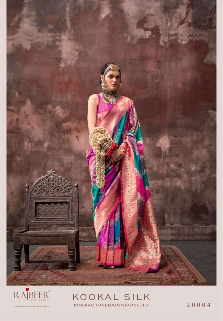 Rangkat Handloom Weaving Pattu Saree – Wine Pink & Deep Teal