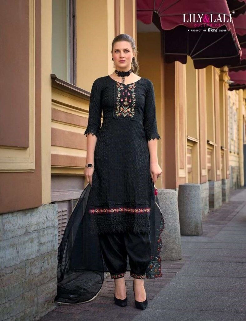 Premium Embroidered Black Jacquard Silk Afghani Salwar Suit – Fits L