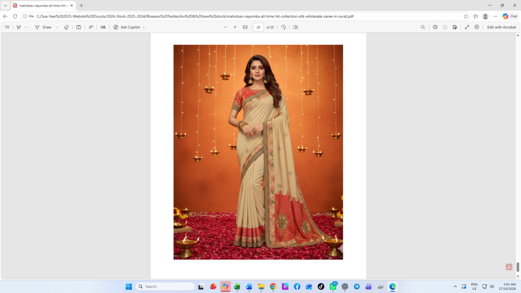Shimmering Champagne Beige & Coral Peach Fancy Silk Saree with Designer Zari Border & Pallu - Clearance!!